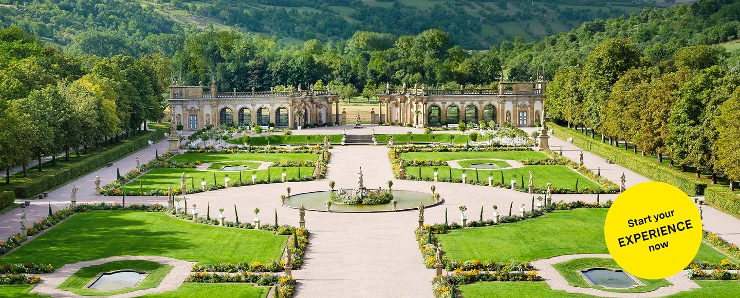 Motiv: Staaliche Schlösser und Gärten Baden-Württemberg, Illustration: JUNG:Kommunikation GmbH Weikersheim Palace and Garden, advertising banner for the app "Monument BW"
