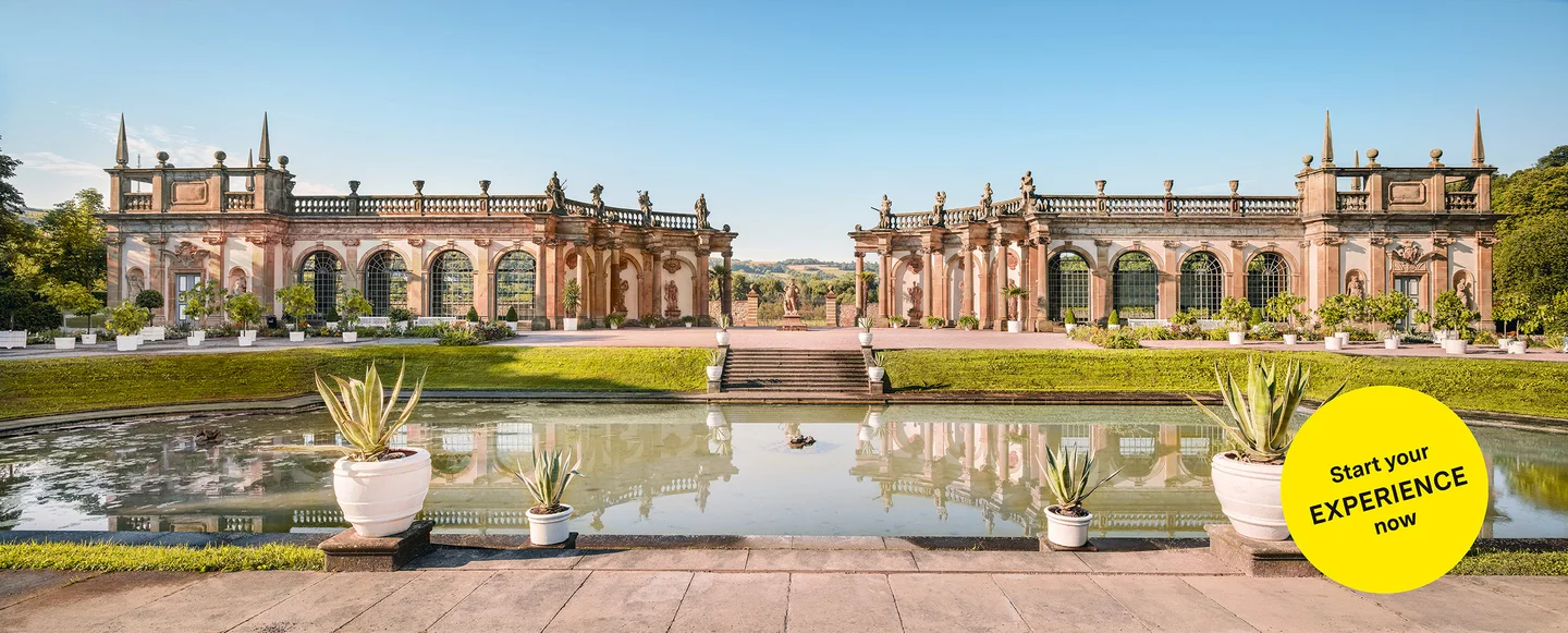 Motiv: Staaliche Schlösser und Gärten Baden-Württemberg, Illustration: JUNG:Kommunikation GmbH Weikersheim Palace and Garden, advertising banner for the app "Monument BW"